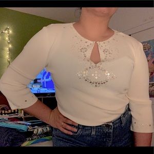 Joseph A. 3/4 sleeve white blouse